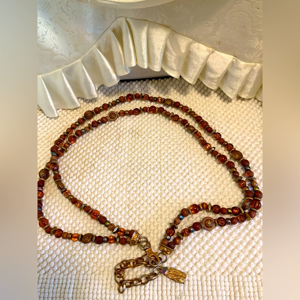Vintage Beaded Brown Belt